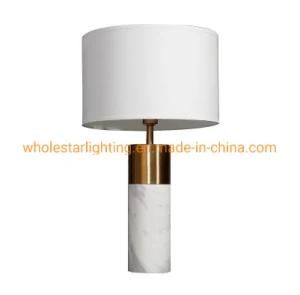 Marble table lamp with fabric shade (WHT-855)