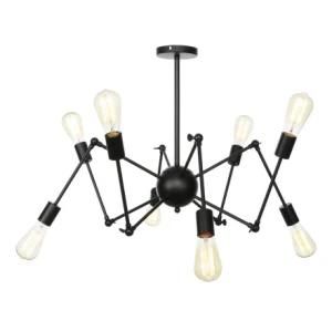 Black Metal Industrial Vintage Spider Design Pendant Light 8 Heads Foldable Chandelier