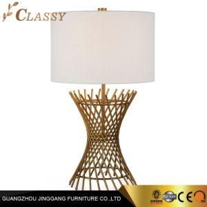 Bedroom Night Stand Table LED Lamp in Golden Stainless Steel Base