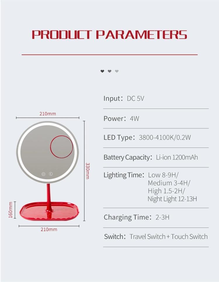 Rechargeable Makeup Mirror with 5X Magnifying Mirror LED Light up Cosmetic Mirror with Touch Screen and Night Light