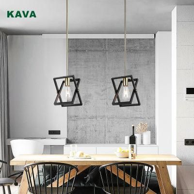 Modern Simple E27 Single Light Indoor Iron Black Glass Kitchen Pendant Light