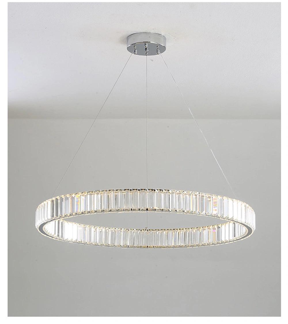 Modern Chandelier Villa Stairs Crystal Steel LED Pendant Chandelier Lighting