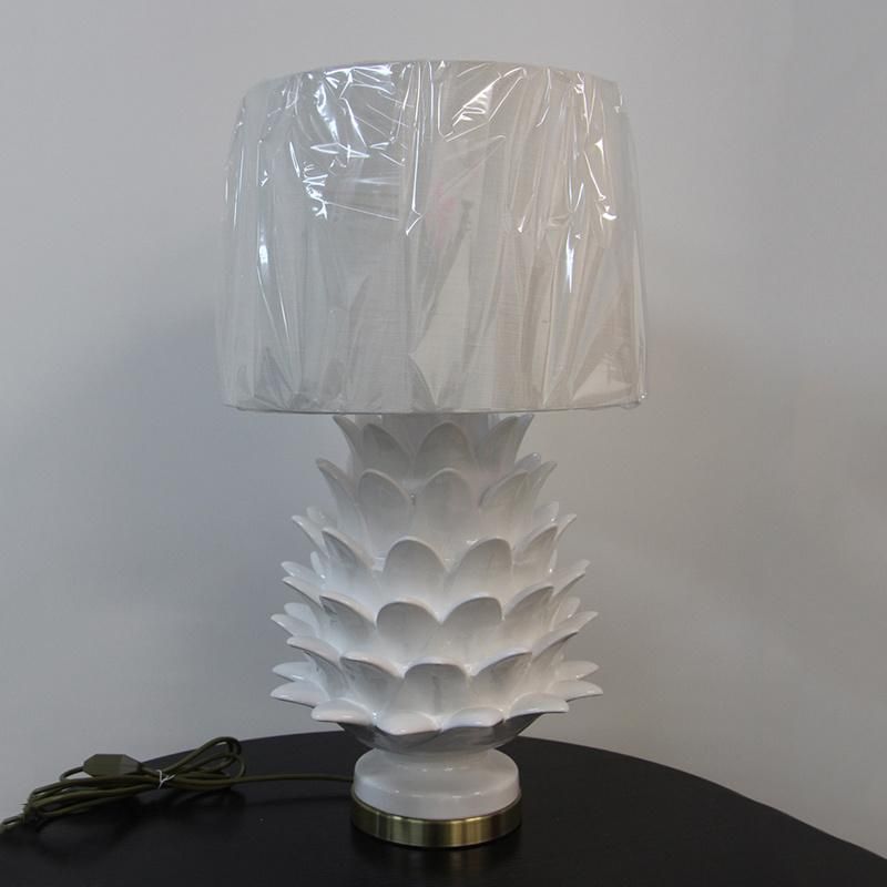 Acrylic Fabric Lamp Shade with Bright White Ceramic Lamp Body Table Lamp.