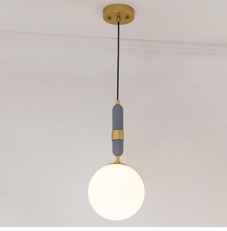 Modern White & Gold Glass Hanging Pendant Lamp for Bedside, Kitchen, Restaurant