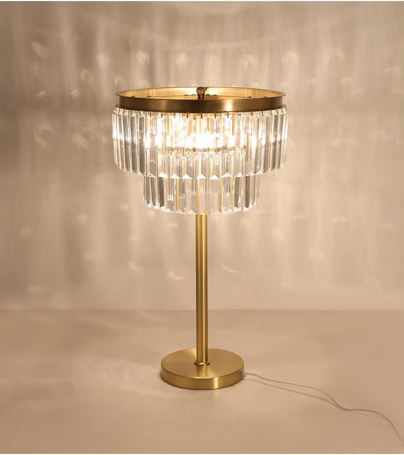 Luxury Villa Home Gold Crystal Table Lamp for Decoration