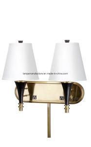Burnished Brass Accents Double Wall Lamp with Wire Cover