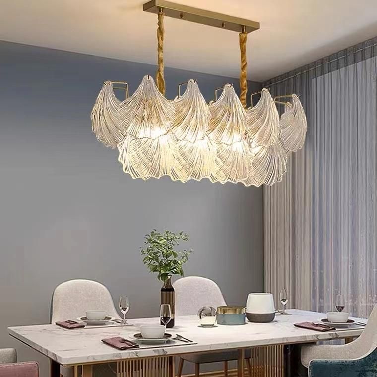 Home Lighting Pendant Elegant Design Indoor Decoration Copper Color Hanging Lamp Glass Chandelier Light