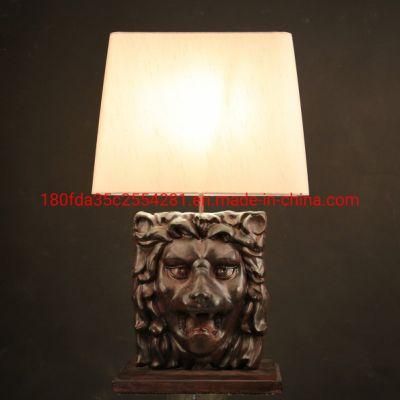 LED Art Wooden Lion Resin Creative Table Lamp Bedside Lamp LED Light