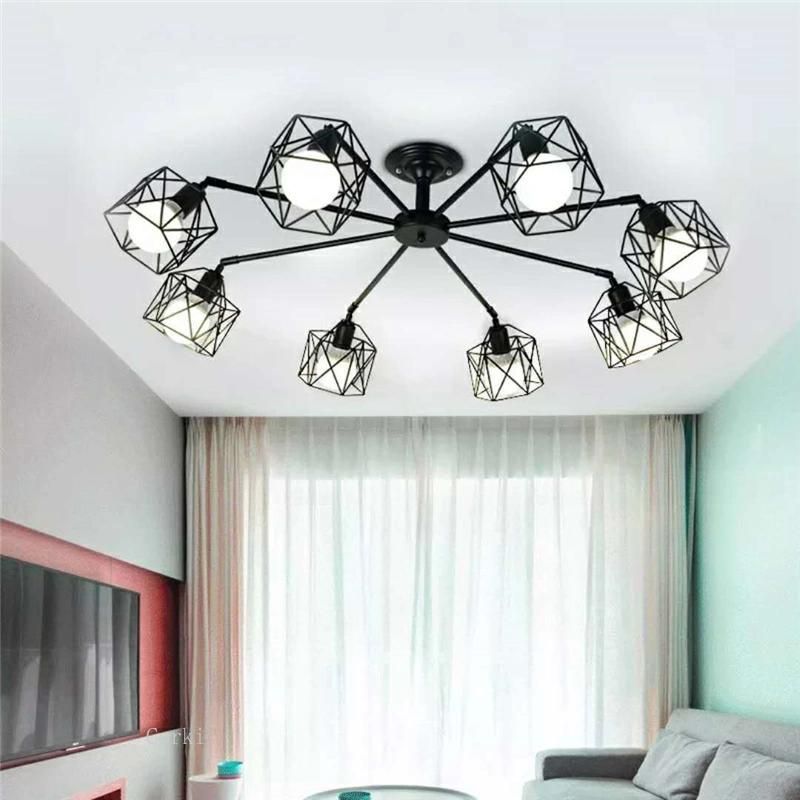 American Iron Chandelier Cage Kitchen Bedroom Living Room Home Decor Black Chandelier Lighting (WH-VP-64)