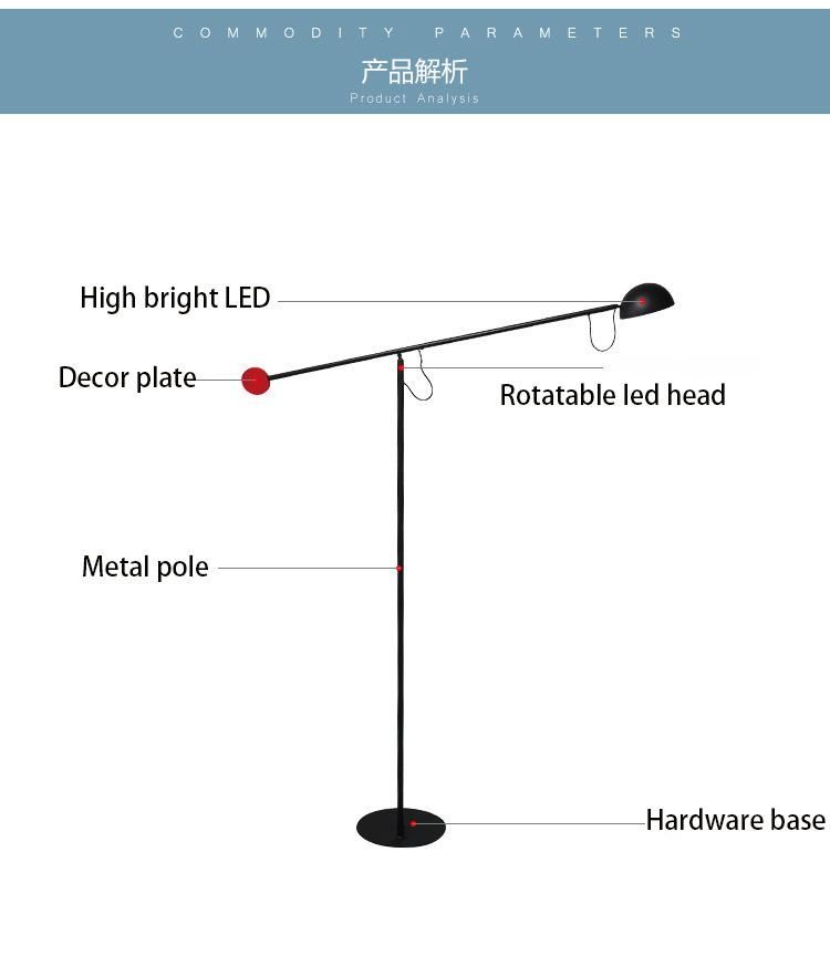 Nordic Creative 5W LED Floor Light Black with Long Arm up Down LED Floor Lamp (WH-MFL-153)