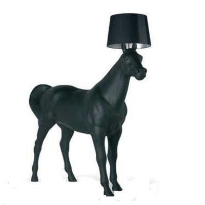 Modern Big Lighting Black Fabric Horse Floor Lamp