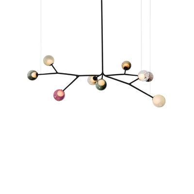 2022 Nordic Style Colorful Glass Ball Lamp Designer Lights for Ceiling Adjustable Shape Chandelier