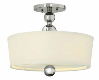 Modern Three-Light Semi Flush Ceiing Lamp with Fabric Shade