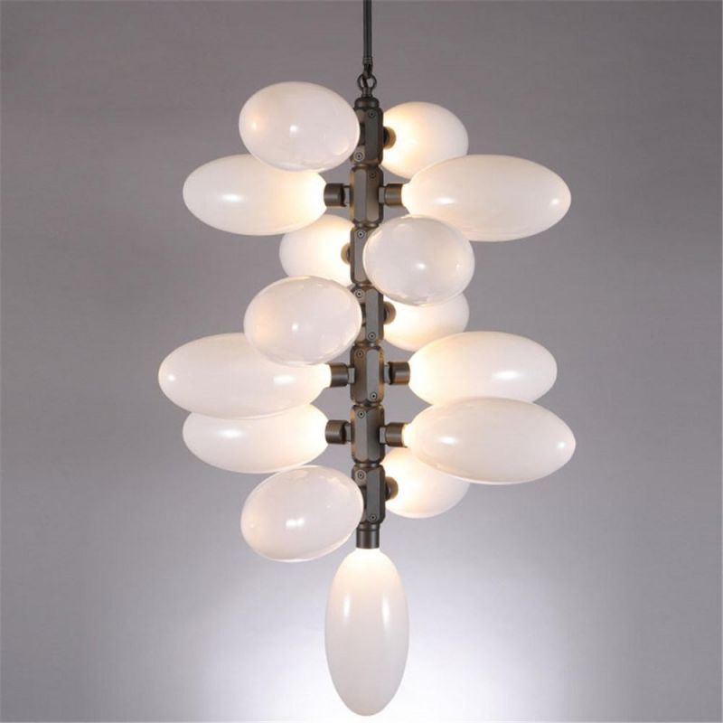 Modern Replica Design Chandelier Creative Milky Glass Kitchen Island Pendant Light Dining Room Living Room Art Deco Pendant Lamp