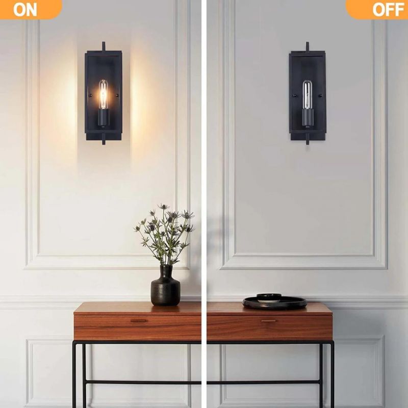 Industrial Wall Sconces Set of 2 Vintage Wall Light Fixture with E26 Base Matte Black Metal Rustic Wall Mount Lamp Modern Indoor Wall Sconce Lighting