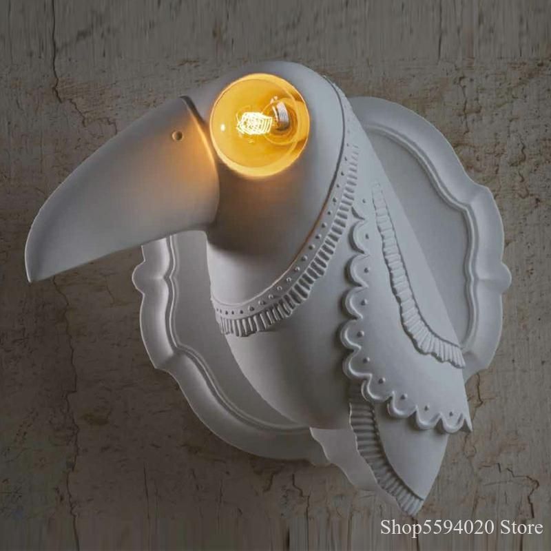 Resin Animal Wall Lamp Bedroom Bedside Lamp Living Room Decor White Ceramic Toucan Wall Light (WH-VR-72)