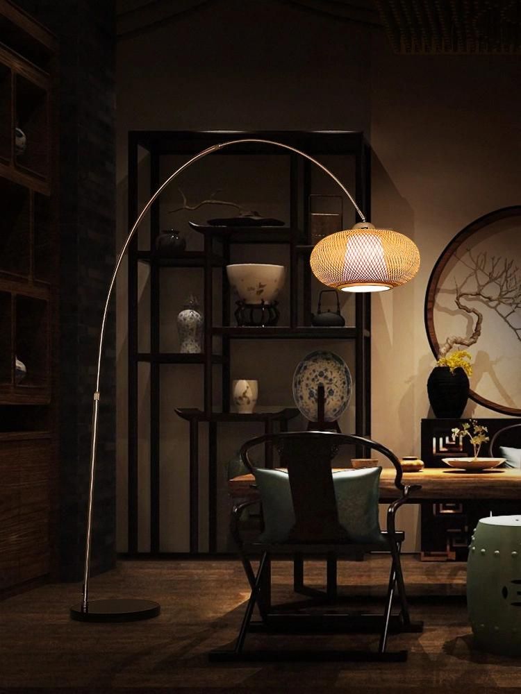 Classical Chinese Design Creative Home Decorative Bedroom Living Room Bamboo Arc Floor Lamp (WH-WFL-18)