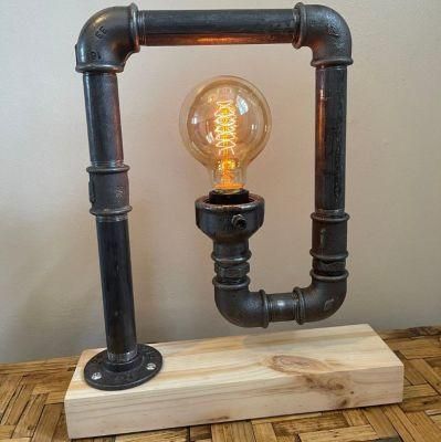 Industrial Vintage Rust Iron Water Edison Pipe Desk Table Lamp Light for Desks