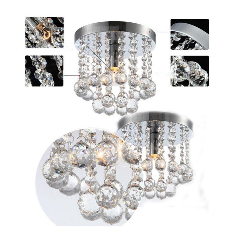 Living Room Crystal Lamp Simple Modern Dining Room Lamp Round Atmospheric Ceiling Lamp