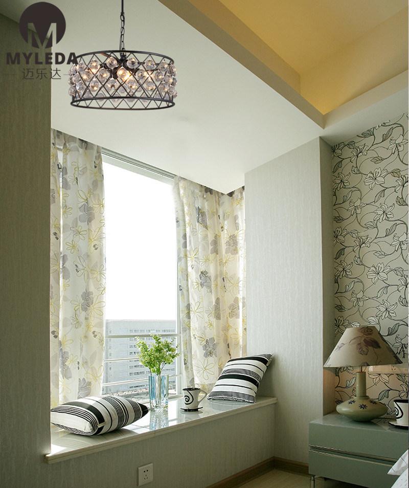Industrial Vintage Wrought Iron Crystal Chandelier LED Pendant Lamp
