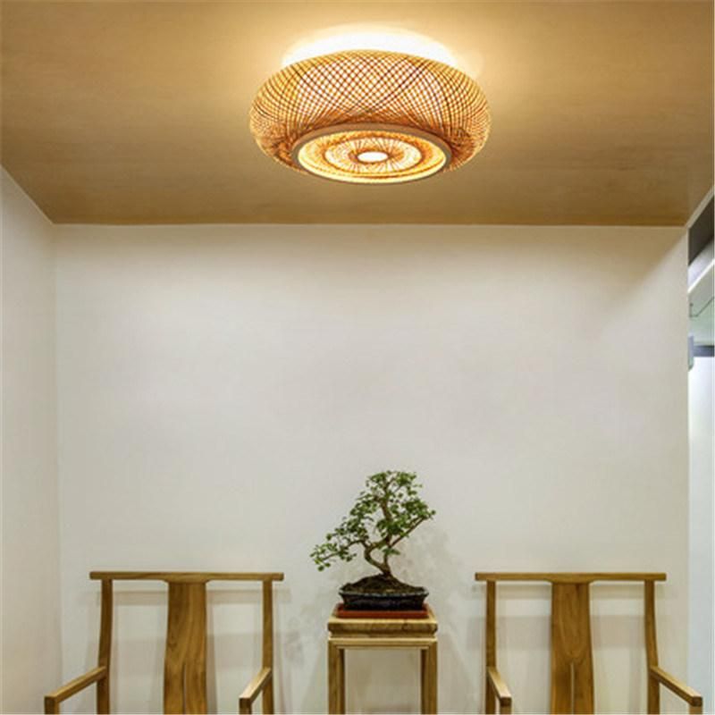 Hand-Woven Bamboo Wicker Rattan Round Lantern Shade Ceiling Light (WH-WA-37)