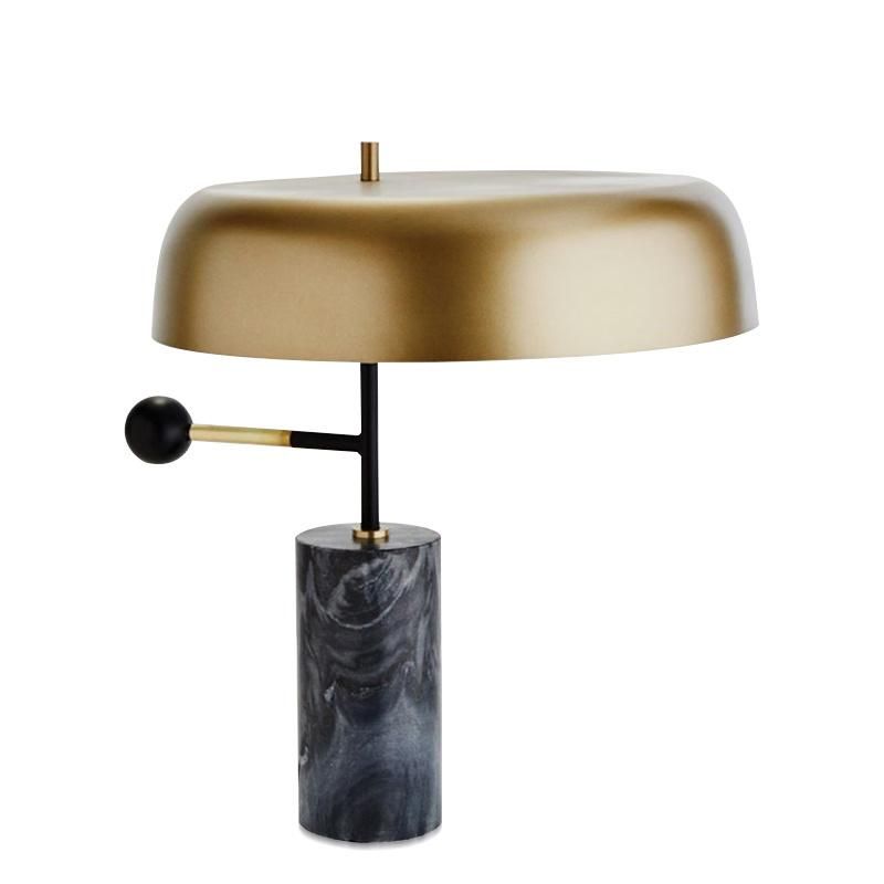 Black Marble Base Metal Shade Modern Lamp Table Stand Light for Hotel, Lobby Room, Bedrom