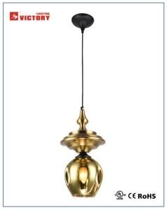 Round Modern Gold Glass Shade Pendant Light for Indoor Living