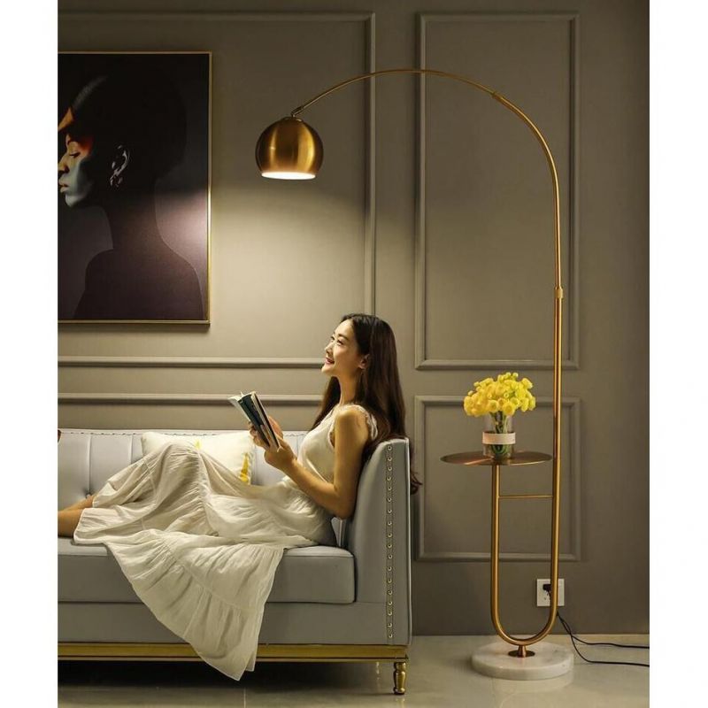 Modern Floor Lamp LED Standing Lamp with Round Table Art Deco Living Room Sofa Reading Lights (WH-MFL-19)