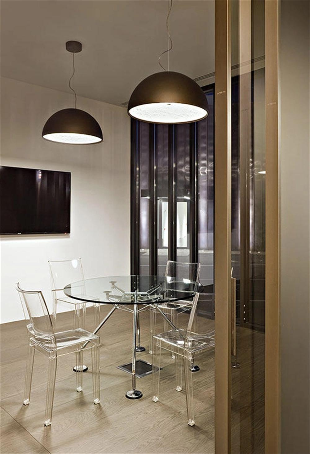 2022 Modern Luxury Black LED Pendant Lamp, Custom Hotel Engineering Chandeliers & Pendant Lamps, Semicircle Acrylic Lampshade