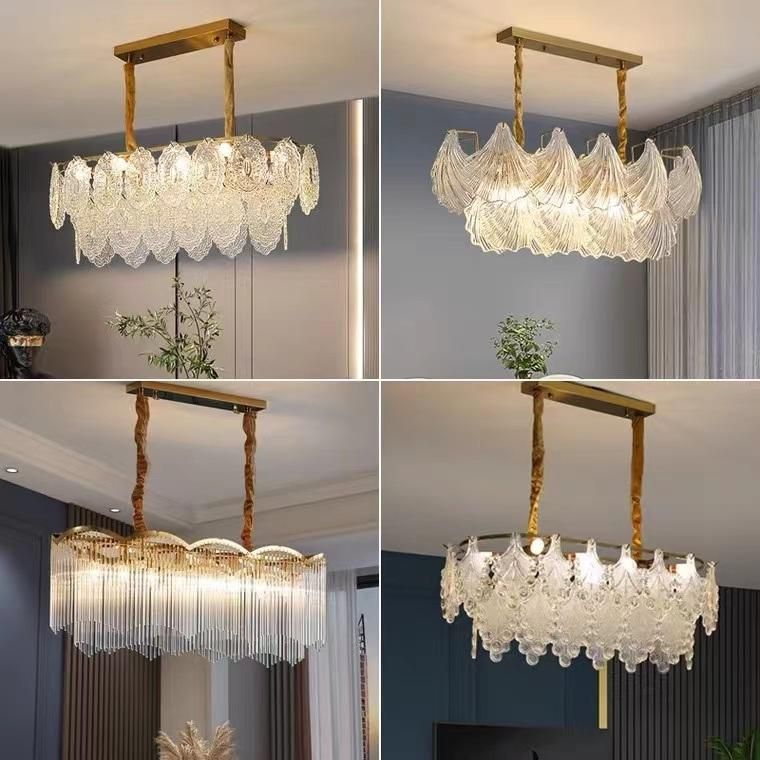 Home Lighting Pendant Elegant Design Indoor Decoration Copper Color Hanging Lamp Glass Chandelier Light