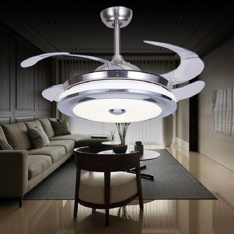 Home Appliance Living Room Restaurant LED Invisible Blades AC110V/220V LED Ceiling Fan with Light