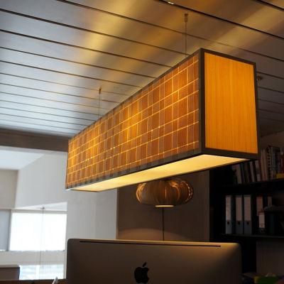 Cuboid Wooden Design Modern Style Chandelier Mall Hotel Pendant Lamp
