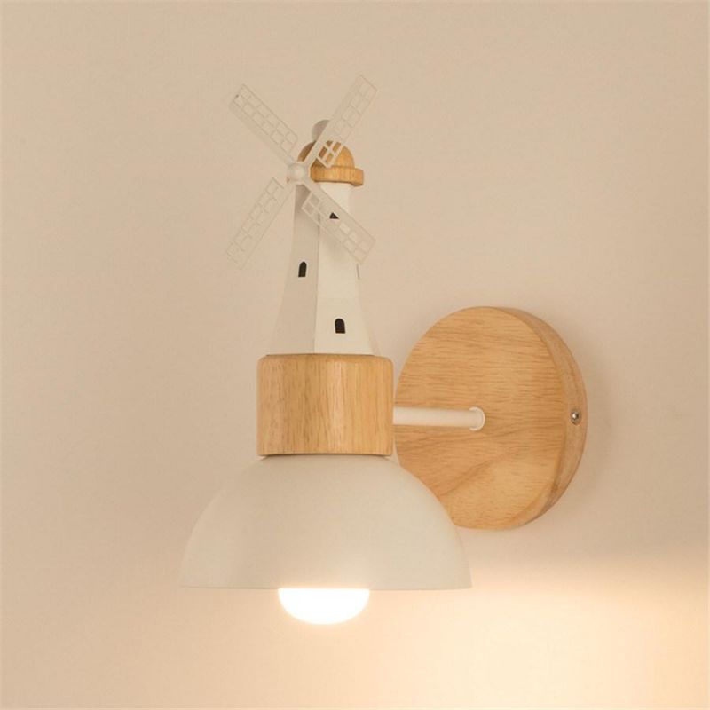 Nordic Minimalist Wooden LED Wall Lamps Windmill Bedside Wood Wall Light (WH-OR-63)