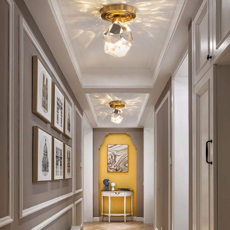 Copper Crystal Light Corridor Light Bright Decoration Lamp Luxury Postmodern Ceiling Light