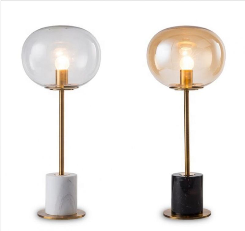 European Design Simple Bedside Night Nordic Home Decor Desk Lighting Modern Home Living Room Bedroom Study Brass Marble Base Luxury Table Desk Lamp