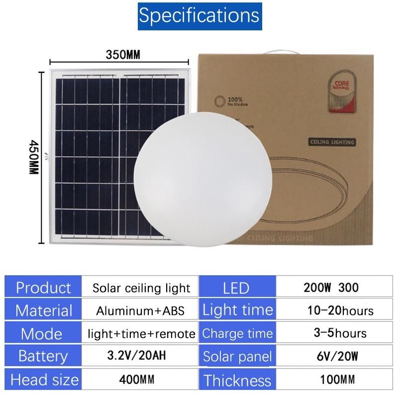 Solar Home Lighting System 150W Energy Saving Roof Top Lamp Garden Yard Balcony Home Use LED Street Flood Canopy Highbay Lights Solar LED Ceiling Bulb