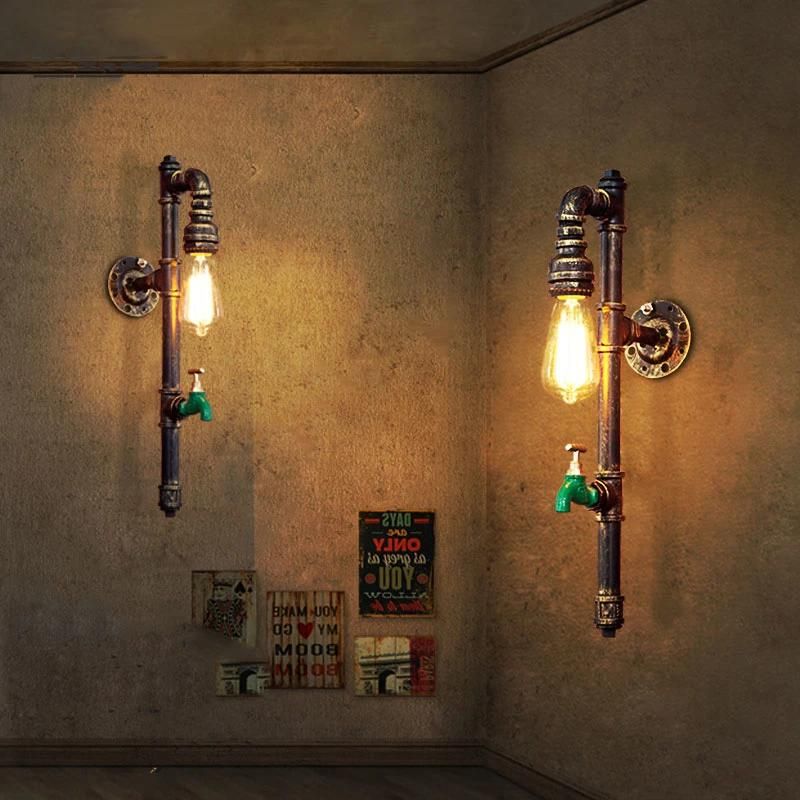 Vintage Retro Lamp Rustic Farmhouse Decor Water Pipe Wall Lamp (WH-VR-06)