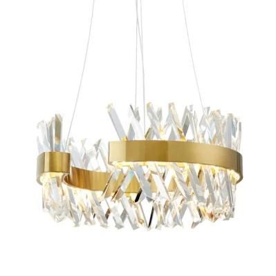 Post Modern Round Luxury Restaurant Crystal Chandelier Pendant Light in Gold