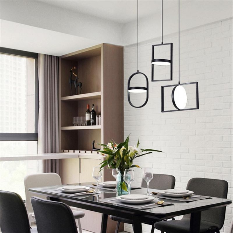 Modern Line Pendant Lights Designer Ring Hanging Lamps Dining Room Bedroom Bedside Restaurant Living Room Light Fixtures