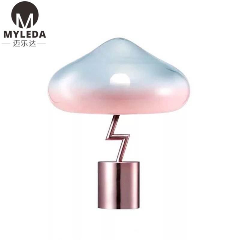 Mashroom Glass Golden Metal Hotel Modern Desk Table Lamp Light