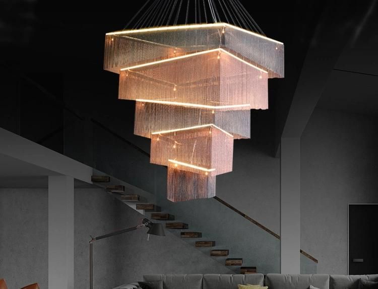 Modern Chain Chandelier Hanging Pendant Lamp for Lobby, Living Room