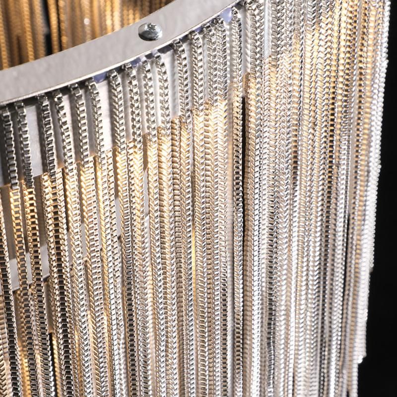 Living Room Bedroom Tassel Floor Lamp Aluminum Chain Silver Floor Light Villa Floor Standing Light (WH-MFL-122)