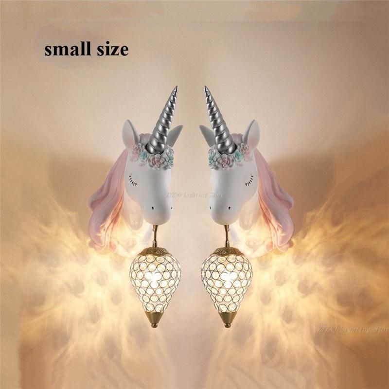 Creative Cartoon Unicorn Lamp Pink Children′s Room Decor Unicorn Beside Wall Lamp (WH-VR-73)
