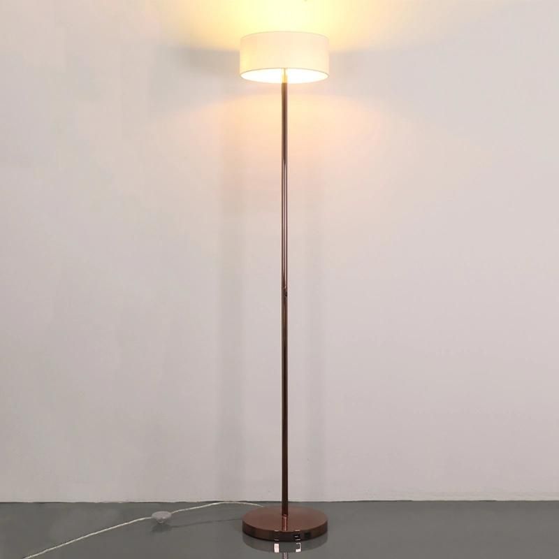 Body in Rose Gold Finish White Fabric Shade Floor Lamp