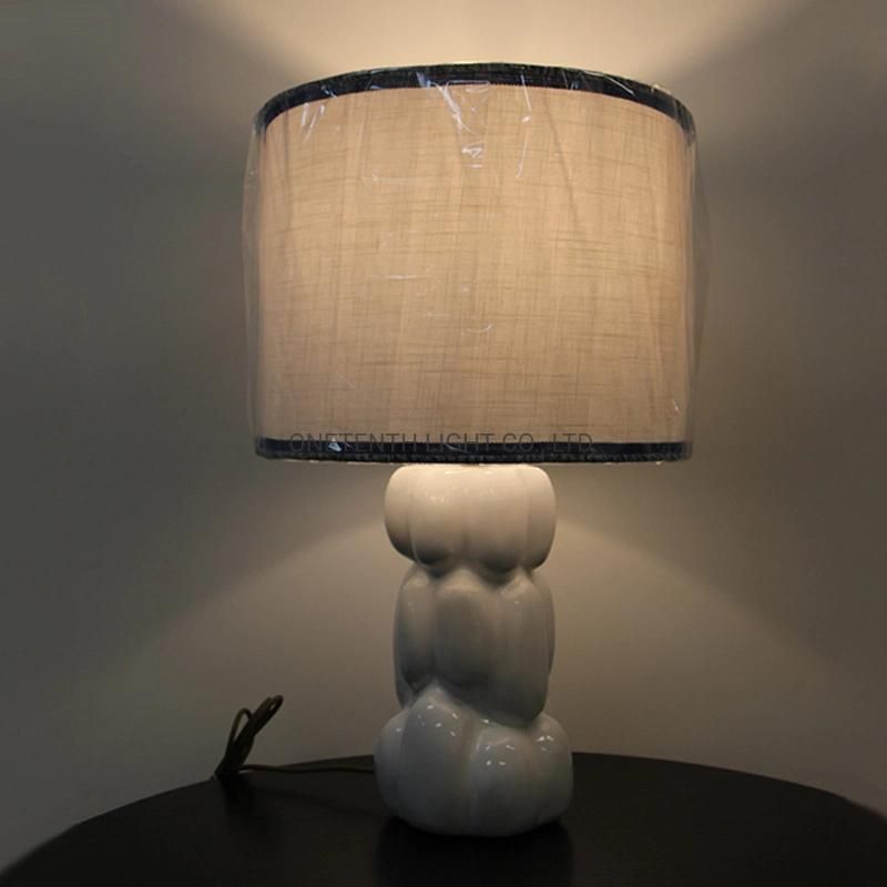 Acrylic Fabric Lamp Shade with White Ceramic Lamp Body Table Lamp.