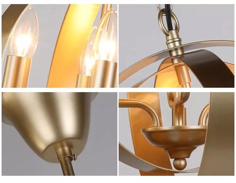 Industrial Style Gold 4 Heads Hanging Light for Dining Living Room DIY Ceiling Pendant Light