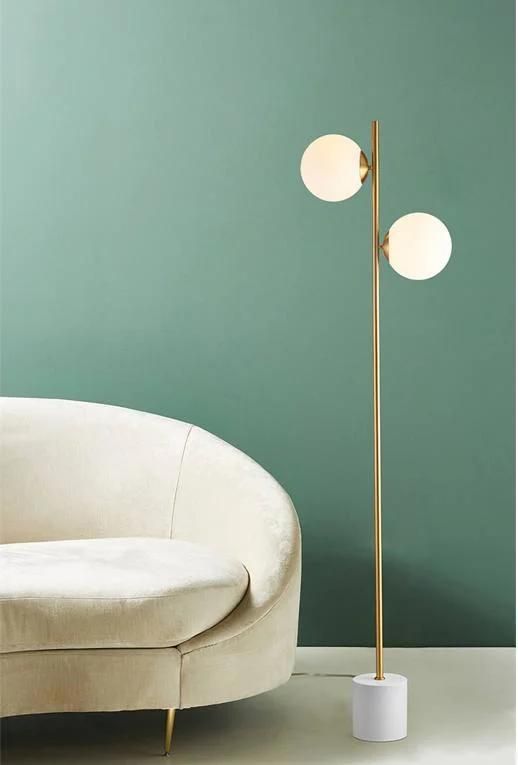 Nordic Modern Home Living Room Decoration Light Romantic Designer Stand Gold Metal Glass Marble LED Floor Lamp