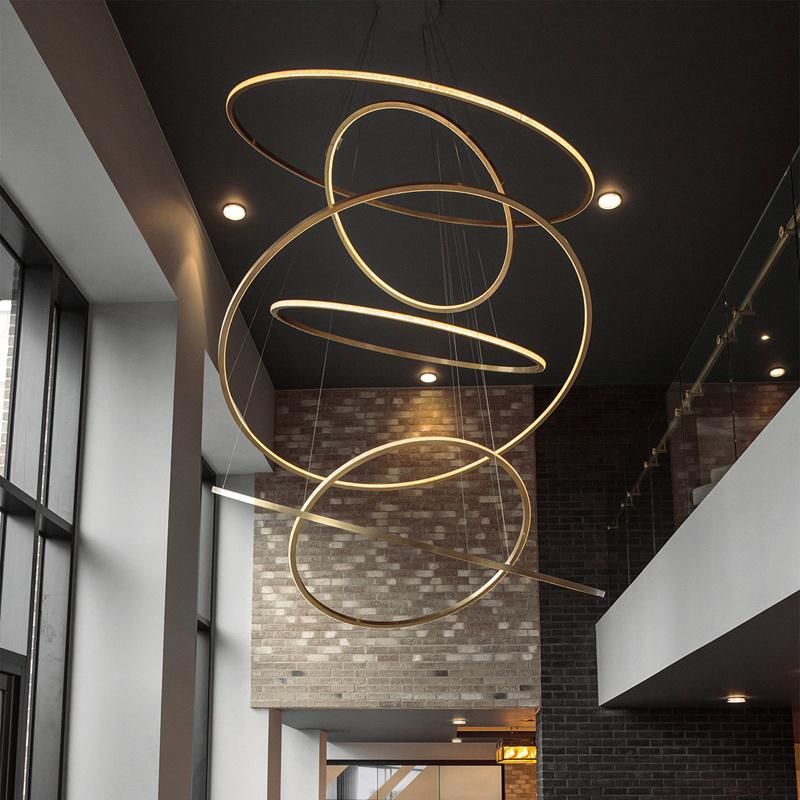 Modern Stainless Steel Creative Large Living Room Villa Staircase Pendant Lamp