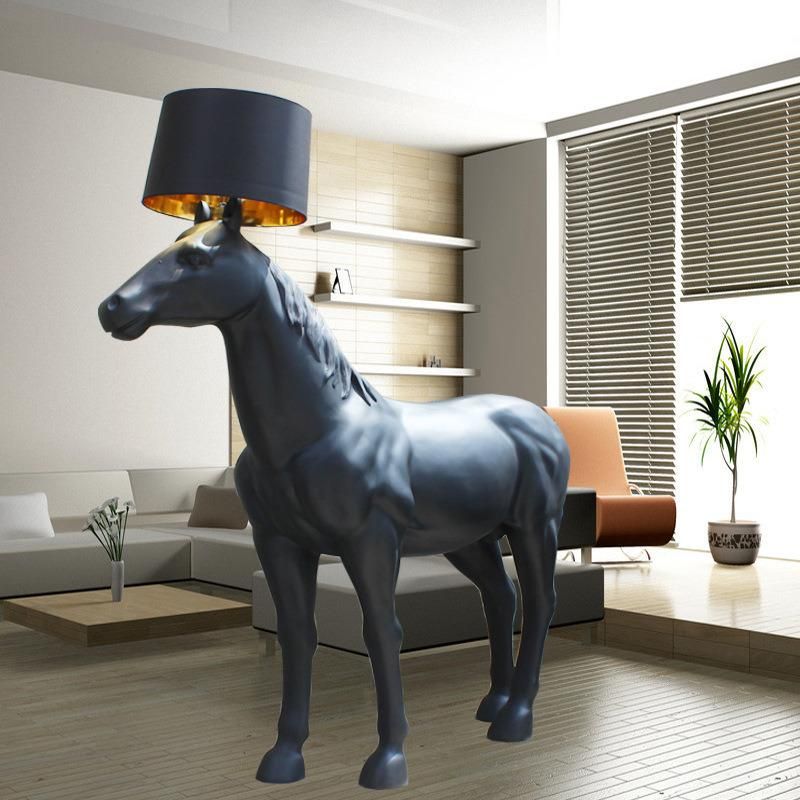 High Quality Nordic Industrial Custom E27 Bulb Metal Standing Floor Light Indoor Decor Horse Designer LED Floor Lamp