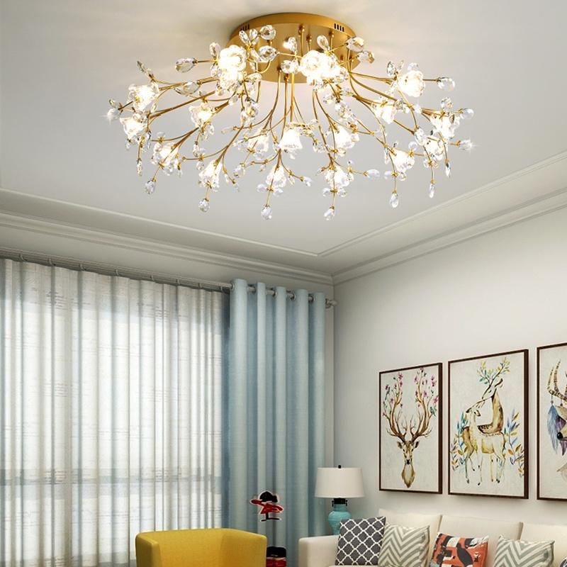 Crystal Living Room Lamp Dining Room Bedroom LED Round Lamp Simple Creative Ceiling Light